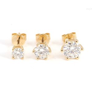 Echte gouden diamanten oorbel rond briljant geslepen 4 mm 5 mm 6 mm studs oorknopjes