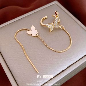 Real Gold Electroplated Butterfly Zircon Clip coréen Ins Ministrage Minimaliste sans boucles d'oreilles haut de gamme