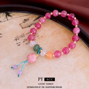 Real Gol Electroplated Fleur Bracelet en cristal de fraise ancienne