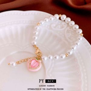 Real Gold Electroplated Peach Zircon Pearl Light, Bracelet de haute qualité, artisanat petit et polyvalent pour les femmes