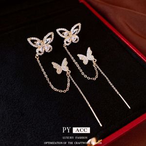 Real Gold Electroplated Zircon Butterfly Boucles d'oreilles intégrées, clips d'oreille, design à la mode, boucles d'oreilles légères pour femmes