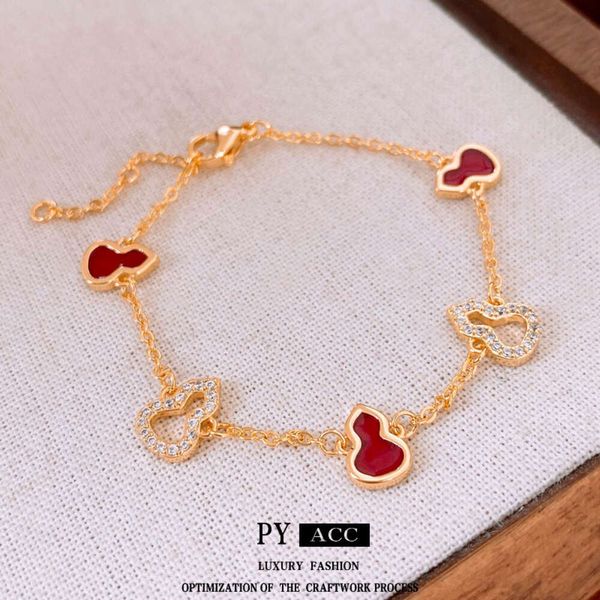 Pulsera de luz de moda de gourd de circón electroplacado de oro real de oro con artesanía de moda versátil y personalizada para mujeres