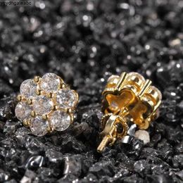 Real Gold Hiphop CZ Boucles d'oreilles pour hommes pour les hommes et les filles cadeaux en diamant Boucles d'oreilles Studs punk bijoux 8O73