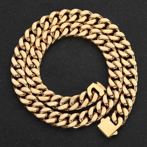 REAL GOLD BIJOURS Collier de chaîne cubaine Pure Gol 18K Chaîne de liaison cubaine couverte Chaîne Gold Real Gold For Men