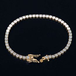 Echte gouden mossanietarmband 10k 14k 18k 2m mm Moissanite Prong Setting Tennis Chain 6-9 inch Hiphop Style Mens Bracelet