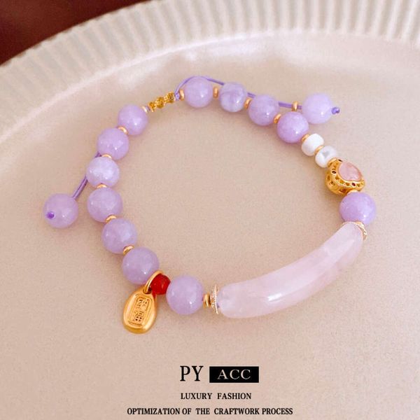 Pulsera de amor natural chapado en oro real con pulsado colgante nuevo estilo chino joyería de mano versátil