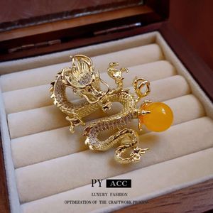 Real Gold plaqué zircon Dragon en forme de cristal broche exquise de haut niveau épingle épingle de minorités de minorité chinois femelle