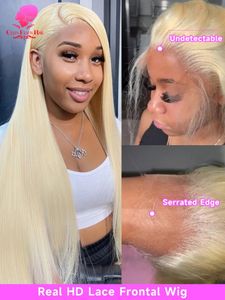 Perruque Lace Frontal Wig naturelle lisse et transparente, cheveux humains, blond 360 613, 13x4 13x6, 30 pouces, HD, pour femmes