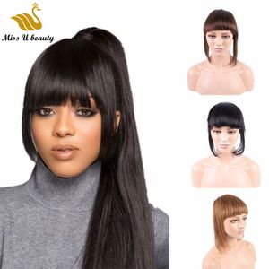 Echte menselijke haar pony zwart bruin blonde kleur haarstukken clip in / op knal extensions voor vrouwen