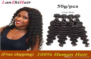 ECHTE HUNF HAAR HAAR BESLOTINGEN LOSE DEEP WATERGOVE Maleisische maagdelijke haarbundels 4 5pcslot Deals Grade 8a Loose Deep Hair Weave 50G7217472