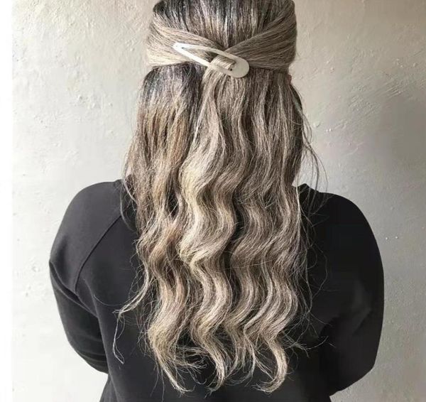 Real Human Heuving Wavy Grey Pony Pony Caircecepiece Salt and Pepper Binding 1PCS Wraps Grey Pony Tail Puff Extensions Femme039S TO4645019