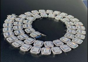 Real Iced Silver Baguette Tennis Chain 14k White Gold plaqué 9 mm Femmes Collier de diamant Collier Hip Hop Bijoux Hip Hop Gift5355661