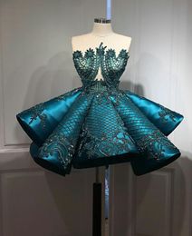 Real Imag – petite robe de bal, col rond, à volants, perles de cristal, sur mesure, robes de Cocktail spéciales
