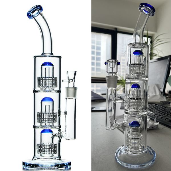 Vert foncé Tube droit en verre Bong Narguilé Épais Inline Perc Tuyaux d'eau en verre en spirale avec pneu Heady Recycler Dab Rig Bubbler Downsteam Fumer Shisha