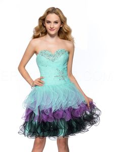 Echte afbeelding baljurk mouwloze organza kralen feest prom cocktailjurken korte prom -jurken Homecoming -jurken Dh1476