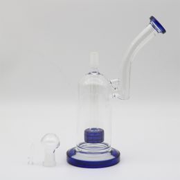 Real Image Blue Cheap Dab Rigs 11 "Lange 14.4mm Joint Size Banden Percolator Bong Water Pijpen met Kom Hand_blowing Hookahs