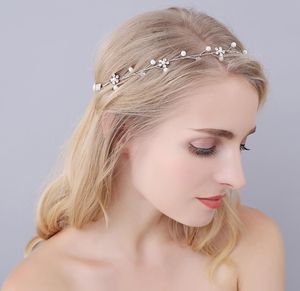 Image réelle bandeau de mariée cristaux perles accessoires de mariée Style simple accessoires de cheveux de mariage bijoux de cheveux casque de mariée4629866