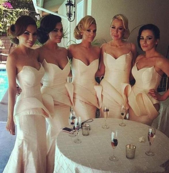 Imagen real Vestidos de dama de honor 2017 Vestidos de boda formales largos Evento de fiesta Moderno Hermoso Sin mangas Sin tirantes Lujos Custo5911930