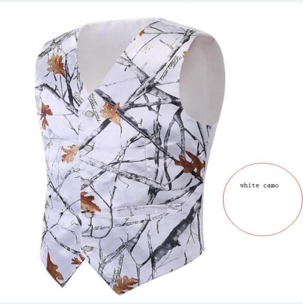 Imagen real CAMO White Hunting Groom Chalecos Mossy Oak CAMO BUXEDO Vest Only Camo CAMO Vests de boda Camuflage Formal de caza 4095081