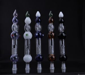 Hookahs Bong Kit Cenicero de vidrio recto de paja de 14 mm para concentrado Dab Rigs Punta de titanio Tubo recto Bongs tubo quemador de aceite