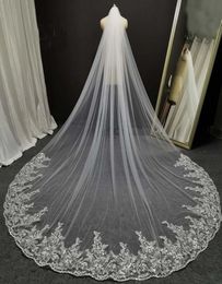 Voile de mariage Long en dentelle à paillettes, Image réelle, 3 mètres, voile de mariée blanc ivoire, couvre-chef de mariage, Veil8569528