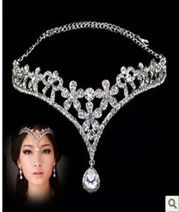 Image réelle Coiffes de style coréen Femmes Autriche Cristal V Forme Goutte d'eau Couronne Diadèmes Coiffure De Mariage Bijoux De Mariée Accessoire3501859