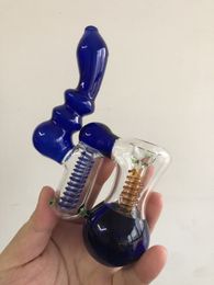 Nieuwe Glas Bongs Double Chamber Douchhead Perc DAB Rigs Hookahs Tube Water Pipe Quality Product Blue Glass Pipes
