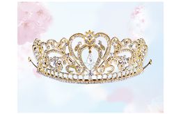 Real Image Vrouwen Zilver Goud Kristal Hoofddeksels Water Drop Crown Tiara Hairwear Bruiloft Bruidsmeisje Party Bruids Sieraden Accessori270r