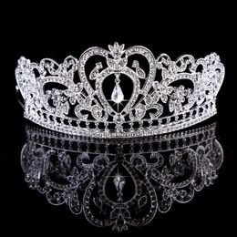 Imagem real feminino prata ouro cristal headpieces gota de água coroa tiaras hairwear casamento dama de honra festa nupcial jóias accessori249f