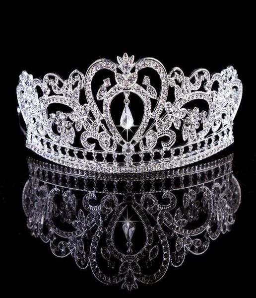 Image réelle femmes argent or cristal coiffes goutte d'eau couronne diadèmes coiffure mariage demoiselle d'honneur fête bijoux de mariée Accessori5901147