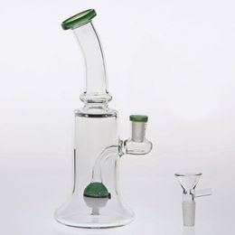 Echte beelden Glasbongen met Kom Joint Maat 14.4mm 22 cm Lange Hollow Band Perc Olier Rigs Hookahs Roken Waterleidingen