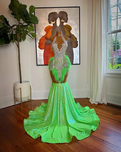 Images réelles robes de bal sirène 2024 robes de soirée à paillettes pour les filles noires occasion formelle robe de soirée tenue de soirée