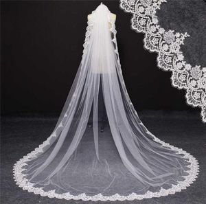 Images réelles Single Tier Bling Sequins Lace Edge Mantilla Bridal Veil with Peb Cathedral Long Wedding Veil NV71013871688