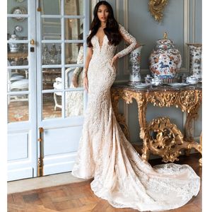 Реальные изображения, свадебное платье русалки с v-образным вырезом, богемное кружевное свадебное платье со шлейфом, Vestido de Novia, на молнии, на заказ 01