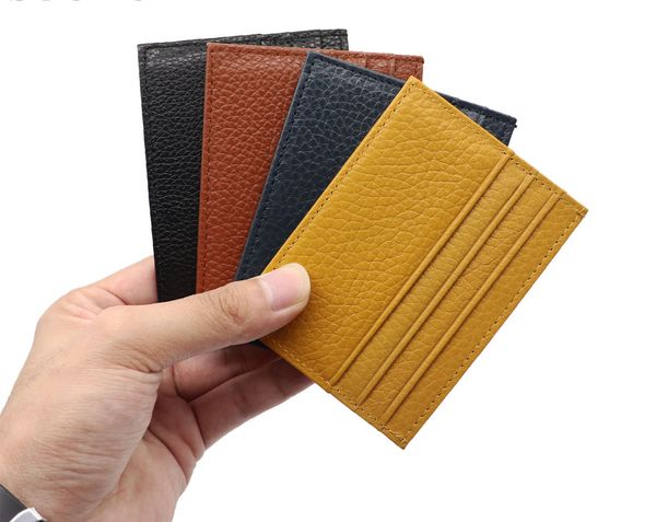 Porte-cartes en cuir véritable sac d'identification anti-interférence magnétique RFID cuir de vachette ultra-mince porte-cartes multi porte-cartes