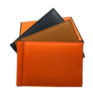 Porte-cartes de crédit en cuir véritable portefeuille mode femmes porte-cartes d'identité d'affaires sac à main de qualité supérieure hommes portefeuille mince avec pince à billets en métal 7 couleurs