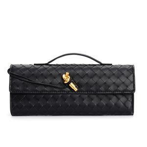 Echt leren lange clutch Andiamo met handvat Intrecciato Vakmanschap Koeienleer Dames Schoudertassen Portemonnees en handtassen Beroemd merk Designer Avondtasje 2559