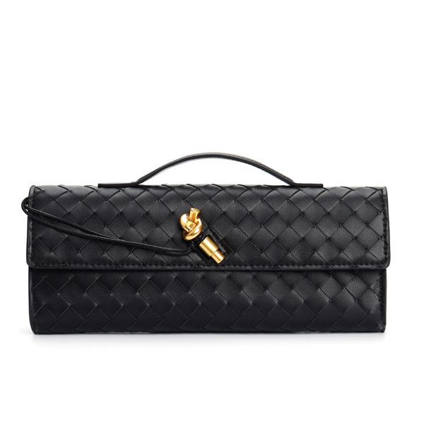 Pochette longue en cuir véritable Andiamo avec poignée Intrecciato artisanat en cuir de vache femmes sacs à bandoulière sacs à main et sacs à main célèbre marque Designer sac de soirée 2559