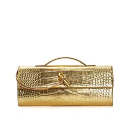 Real Cuir Long Clutch avec poignée Crocodile Artisanat Cow Le cuir de vache Femmes Sacs-sacs Sacs à main et sacs à main Famous Brand Designer 2024 Bag de fête en soirée 2677