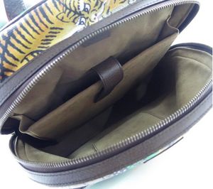 Real Le cuir Nouveau toile Fashion Tiger Green Printing G sac à dos Straps Imprimé Michan Men Women Backpack