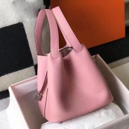 Echt leer nieuwe schoudertassen bucket bag vrouwen boodschappentas designer handtas hoge kwaliteit Cross Body met slot picotin Beroemde luxe handtassen de draagtas portemonnees