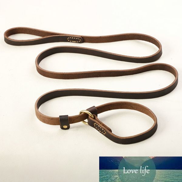 Laisse en cuir véritable pour grands chiens, chaîne P, collier coulissant, laisse de marche pour animaux de compagnie, corde de Traction pour chiens de petite, moyenne et grande taille