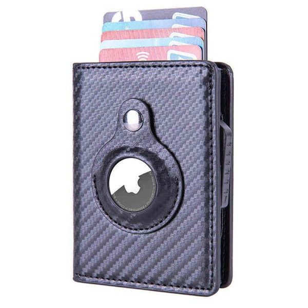 Porte-cartes bloquant Rfid en cuir véritable pour hommes, portefeuilles, sac d'argent 2022, petit Mini mince pour BIRTAG Air tag J220809262A