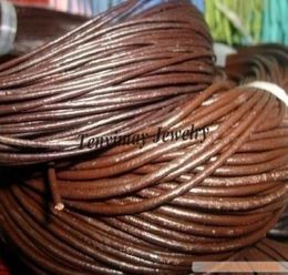 Corde en cuir véritable 4mm, cordons de collier en cuir Geguine marron pour bricolage, 25mLot 8813479