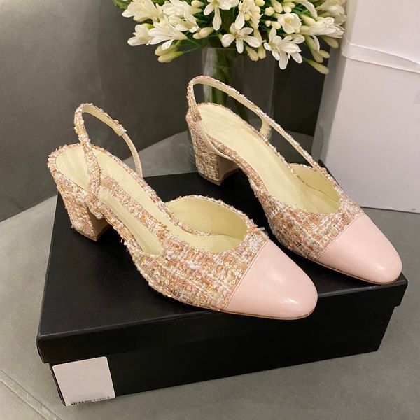 Sandales à bride arrière en cuir véritable de qualité supérieure, talons hauts épais, 8 couleurs disponibles, ballerines de luxe pour femmes, sandales de fête pour dames, mariage avec boîte