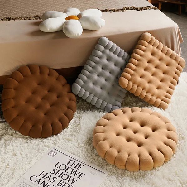 Coussin en peluche en forme de biscuit, oreiller créatif et doux, coussin de siège de voiture, décoratif, Tatami, canapé arrière, maison, 231220