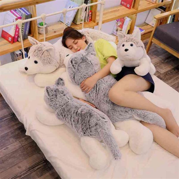 Perro Husky de la vida Real, juguetes de peluche, almohada de peluche suave, Animal para niños, muñeca bebé, niña, regalo de Navidad encantador 210728