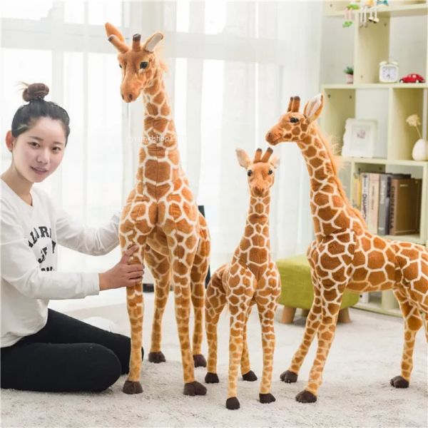 Vraie vie en peluche girafe en peluche doux réaliste Aanimals doux poupée enfants décor à la maison cadeau d'anniversaire pour les enfants 60 cm/80 cm/100 cm