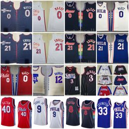 Hommes 21 Joel Embiid Jerseys Basketball 0 Tyrese Maxey Allen Iverson Tobias Harris DeAnthony Melton Batum Robert Covington Kelly Oubre Short La ville de l'amour fraternel