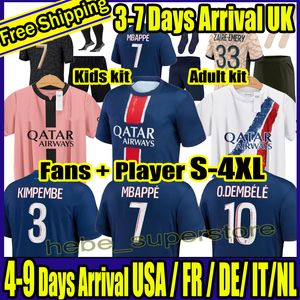 S-4XL 23 24 25 25 MBAPPE SOCKER JERSEYS 2023 2024 PSGS Marquinhos O.Dembele Hakimi vierde Maillots de volwassenen en kindervoetbaljersey Zaïre-Emery Verratti Thir ...